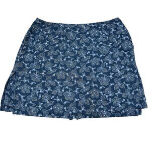 Liz Claiborne Women's Blue Floral Skort Size 12 Y2K Vintage Side Slit Design